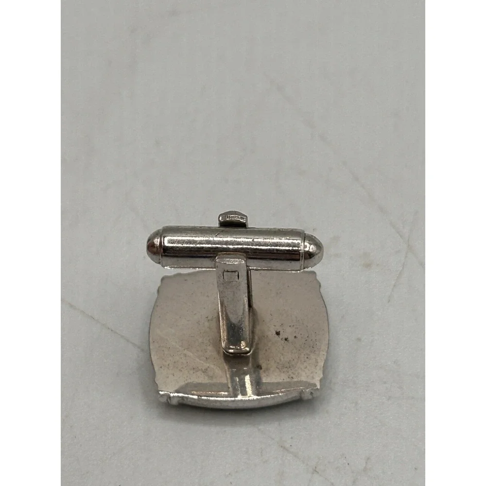 VIntage Shields Mens Cufflinks & Tie Tack‎ Black Glass Diamond Chip Silver Tone